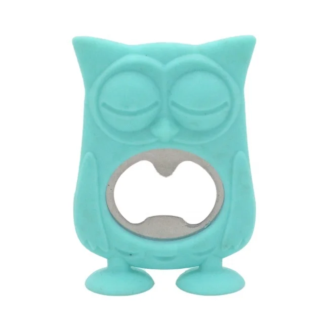 Stainless Steel Wedding Gift Logo Insert Plastic Silicone Owl Shape Handle Bottle Opener