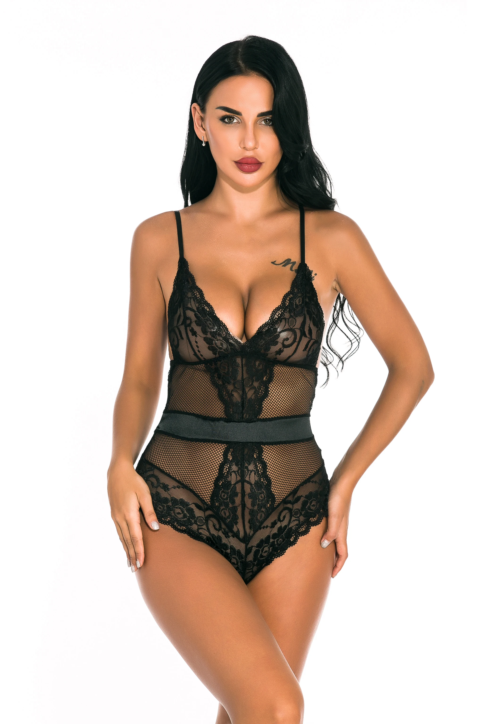 Europe And America Sexy Women Lace Suspenders Lingerie Set Band Bow Women Sexy underwear Bodysuit Pajamas