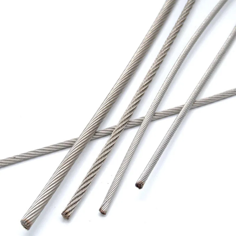 304/316 high tension stainless steel wire rope 1*7 3*3 7*7 7*19 6*37Wire Cable Customized DIN JIS AISI