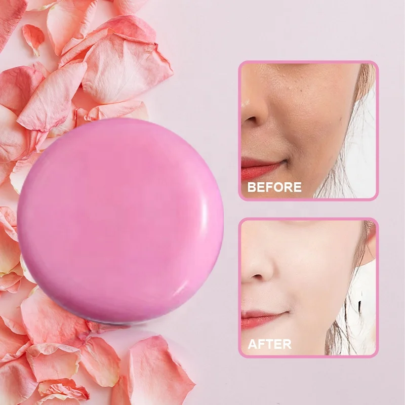 Wholesale OEM Private Label Facial Cleanser Anti Aging Wrinkle Pink Anti Acne Organic 100% Pure Rose Essential Oil Handmade Soap