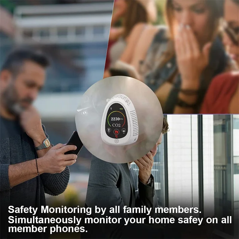 5 in 1 air quality monitor Tuya fire smoke alarm temperature humidity lora zigbee portable NDIR co2 controller