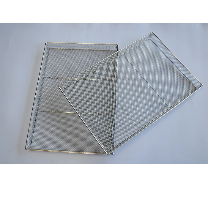600*400mm Crimped Wire Mesh Serving Tray 304 316 Stainless Steel Wire Mesh Tray For Drying And Dehydration With Customized Size