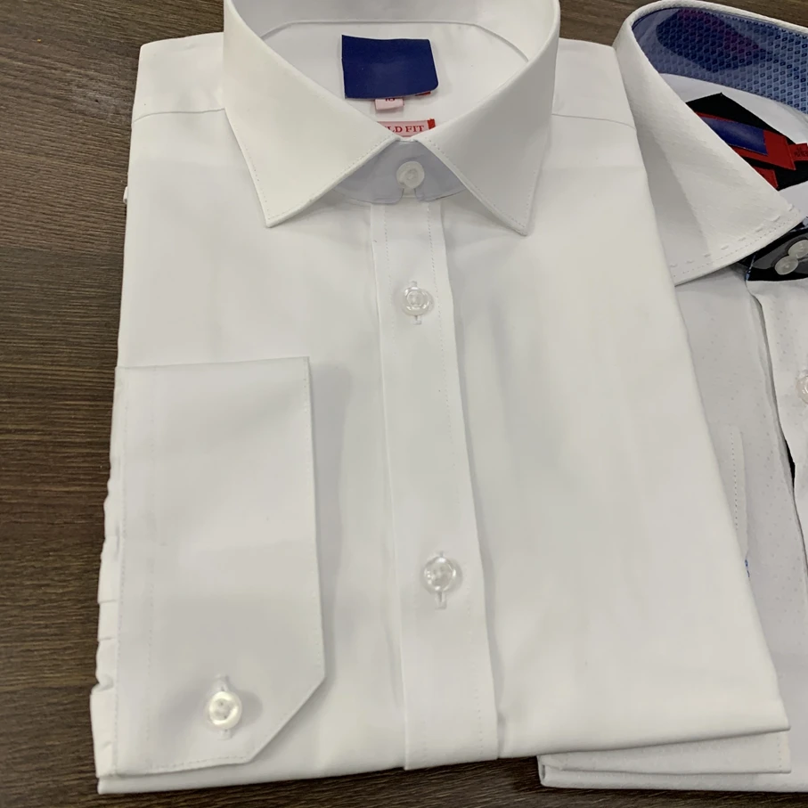 
Boys Wrinkle free White French Cuff links Dress Shirts for Children 