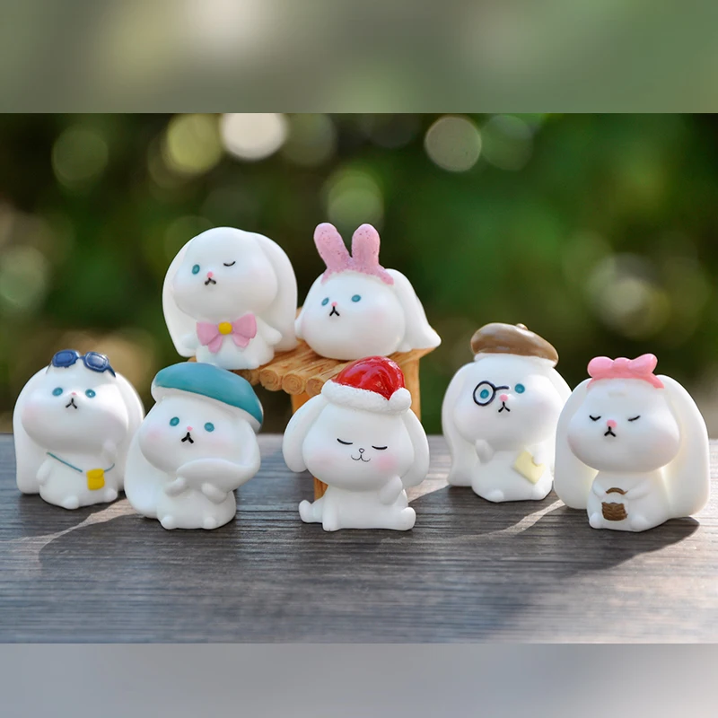 Cute Rabbit Lovely Simulation Animal Resin Model Action Figure DIY Decoration Miniature Action Figures Toy For Kids Gift