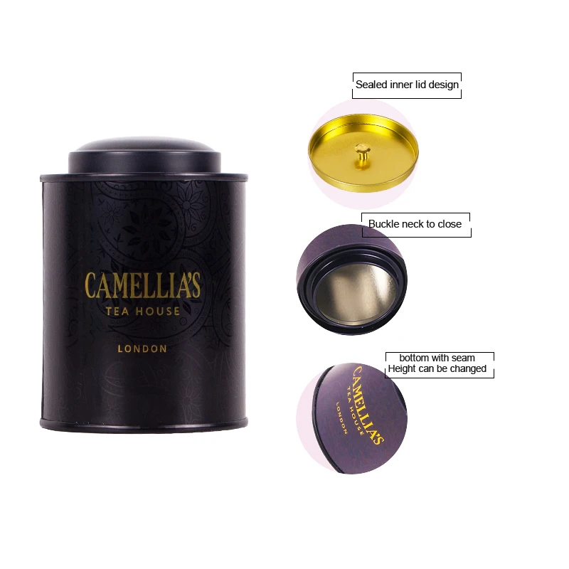 Customised empty round 10oz tea light tins case colored food grade biscuit black tea metal paint tin can printed