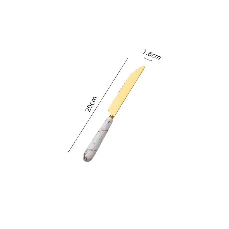 High Quality Tableware Western Steak Dark Green Gold Cutlery Five-piece Set with Ceramic Handle