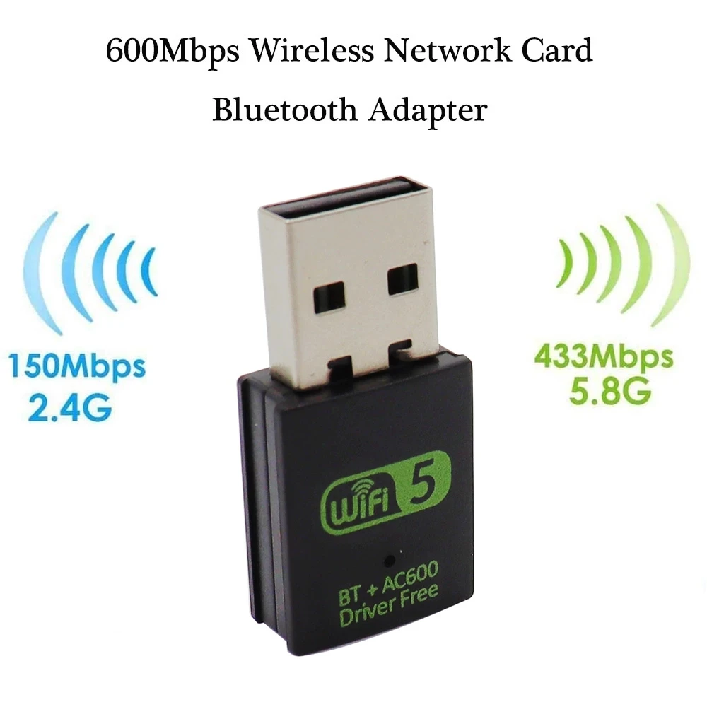 600Mbps 2.4/5.8Ghz Wireless External Receiver Wifi Lan Dongle Network Card Dual Band USB Wifi Adapter for PC Laptop