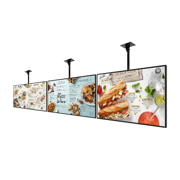 HUSHIDA Wall Mount Thru Digital Menu Board Pizza Digital Board Display Screen Restaurant LCD Panel Menu Board