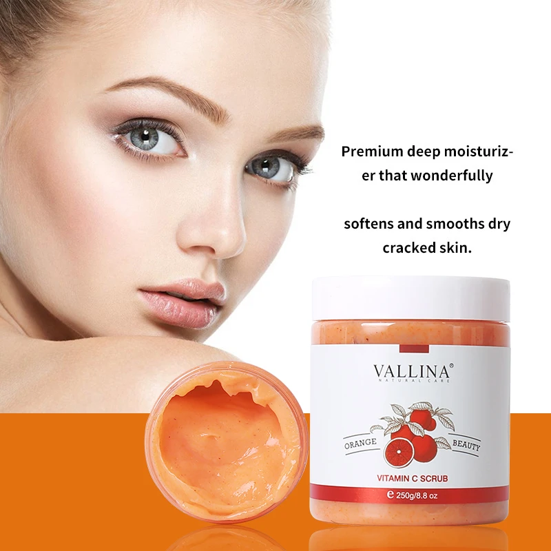 OEM Natural Organic Exfoliating skin care Bath wash Cleansing Whitening vitamin C body scrub