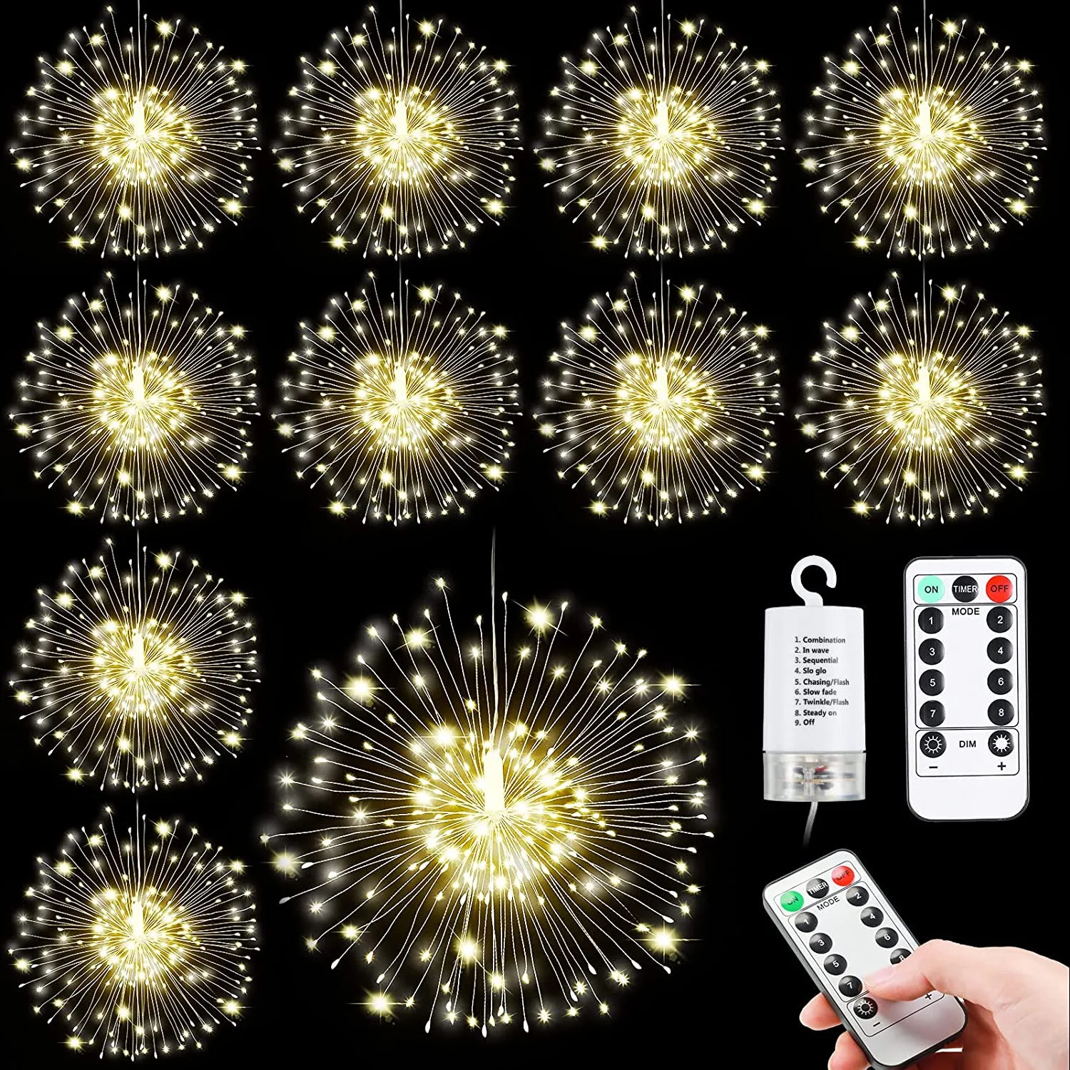 Kanlong Led Firework Med Starburst Copper Wire String Hanging Kit Fairy Christmas out door garden lights