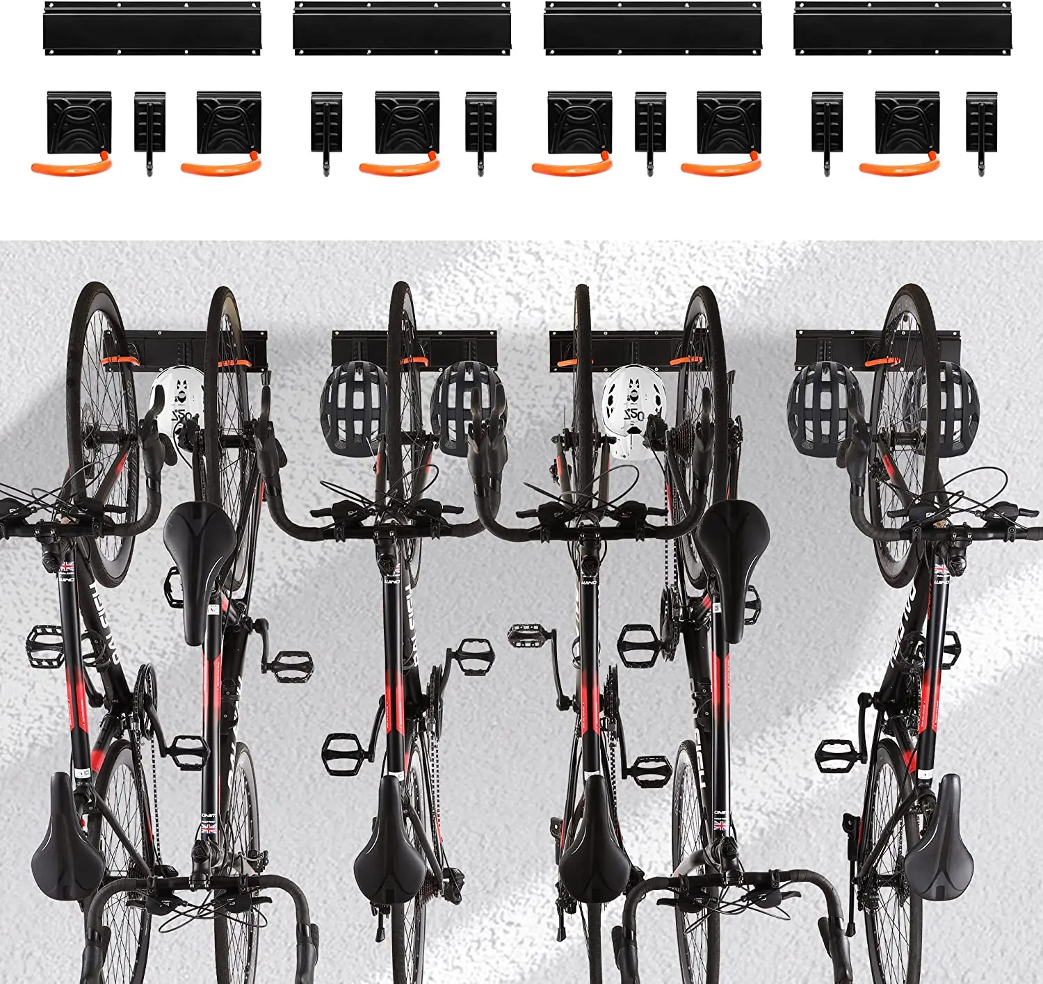 Garage Bike Rack Wall Mounted Bicycle Storage Hanger Adjustable Hooks Universal for Indoor & Home