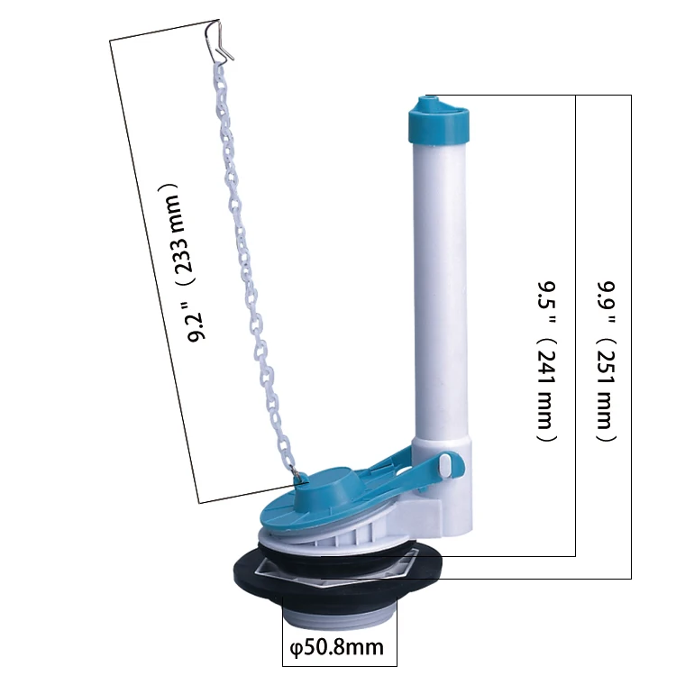 Most Popular Toilet Tank Top Push Fittings Bottom Fill Flapper Pull Inlet Valve for Two-Piece Universal 2 Inch Cistern