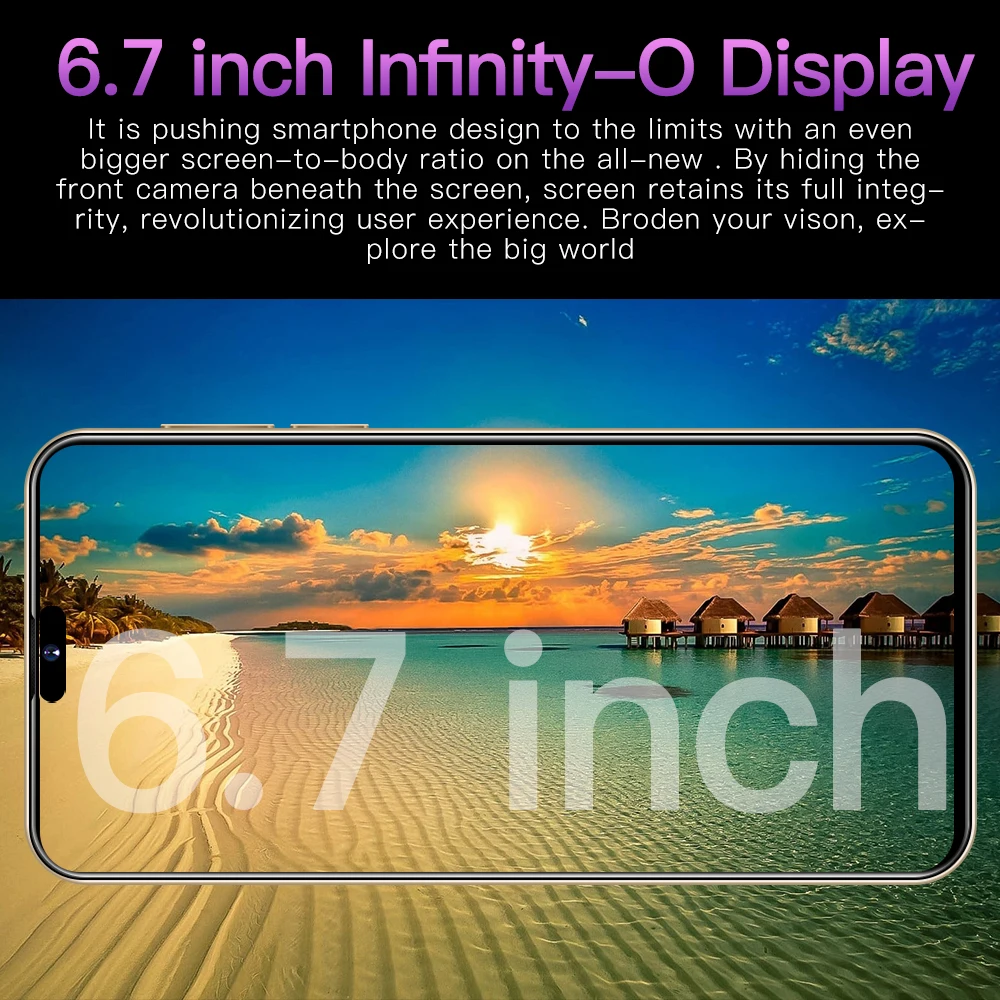 2023 Popular I14 Pro Max Original Unlock Smartphone With Wireless Charging 12GB + 1tgb 6.8 Inch Dual Sim Android 11 Cell Phone