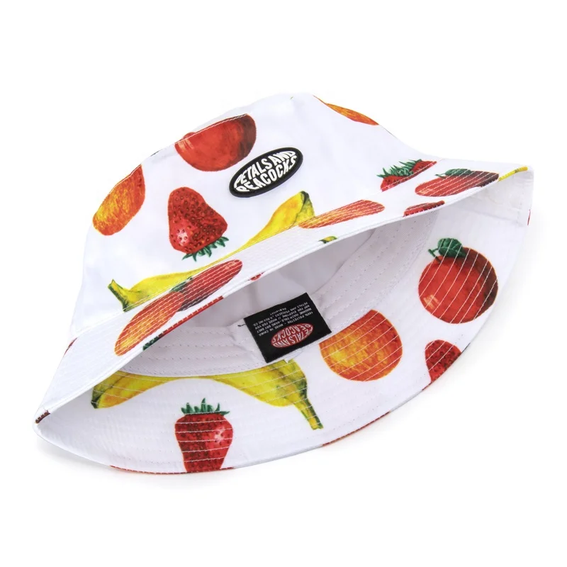 Custom 2023 Polyester Twill Cotton Bucket Hat with All-Over Print and Embroidered Logo Reversible Bucket Hat
