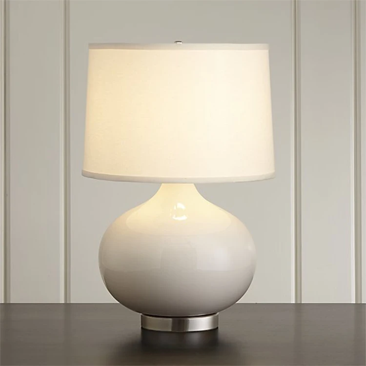 Factory Direct Sales Luxury Modern Ceramic Lamp Body With Fabric Shade  Bedside Table Lamp