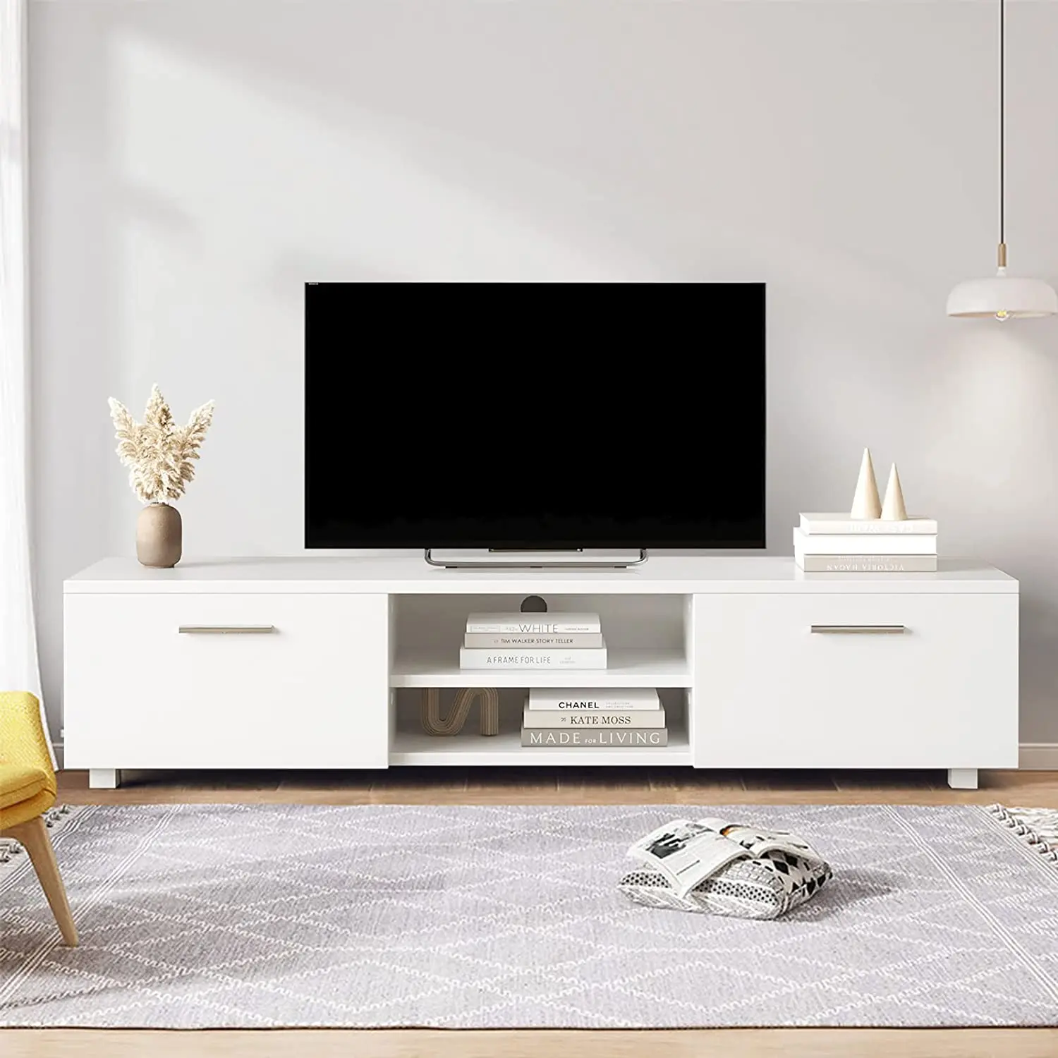Modern TV Stand Entertainment Centerwith Storage TV Cabinet Media Console Table for Living Room Bedroom White