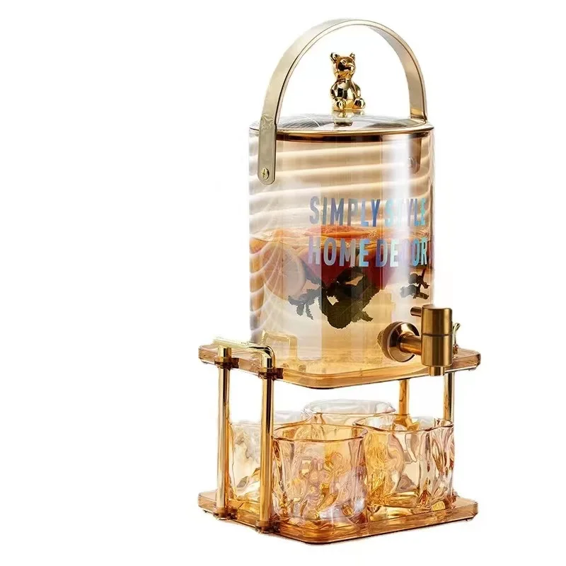 household lemonade cold kettle fruit tea dispenser Gold drink juice bucket with tap