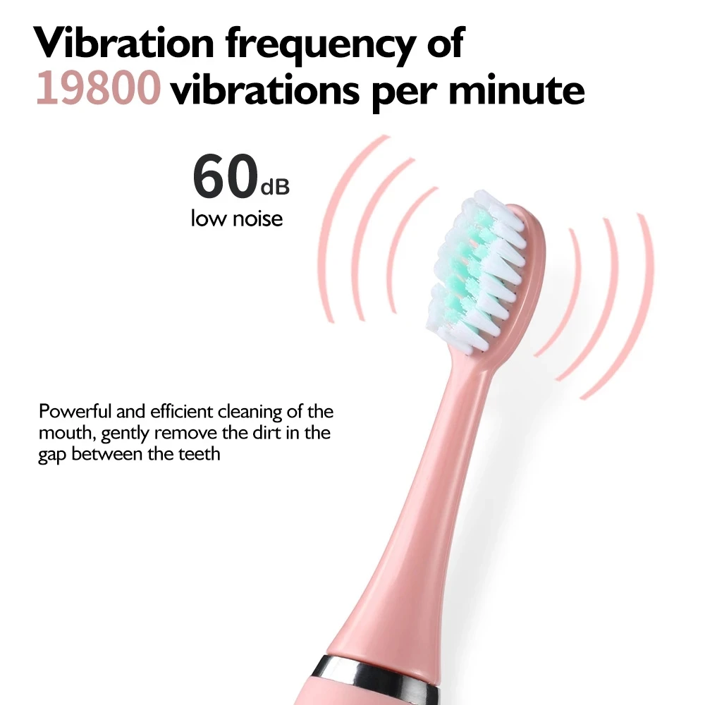Electric Toothbrush Kids with 5 Brush Heads for Girls Boys Children Age 3-15 Extra Soft Sonic 2 Mins Timer 4
