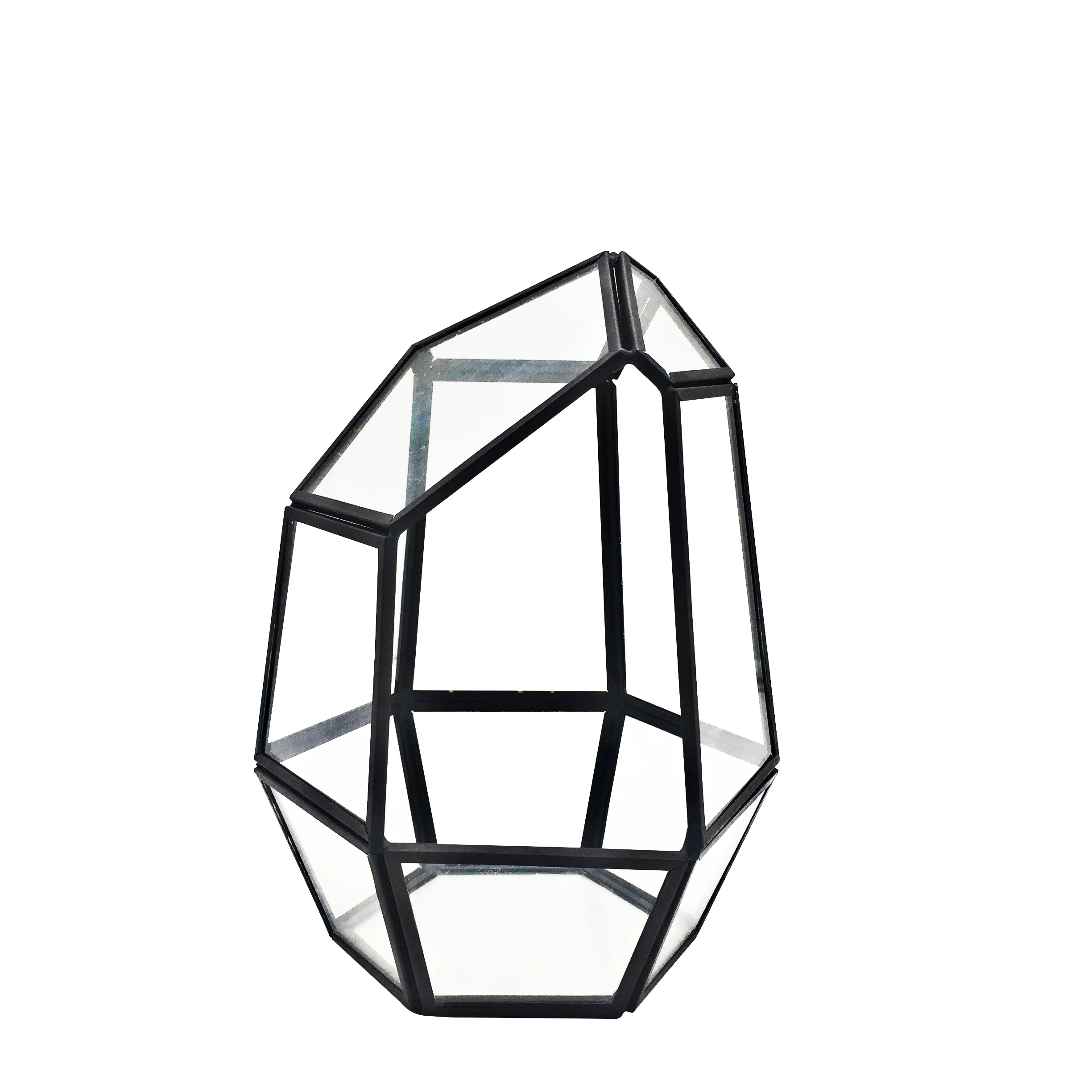 
Black Large Crystal Vases Clear Geometric Glass Terrarium for home and wedding decor 