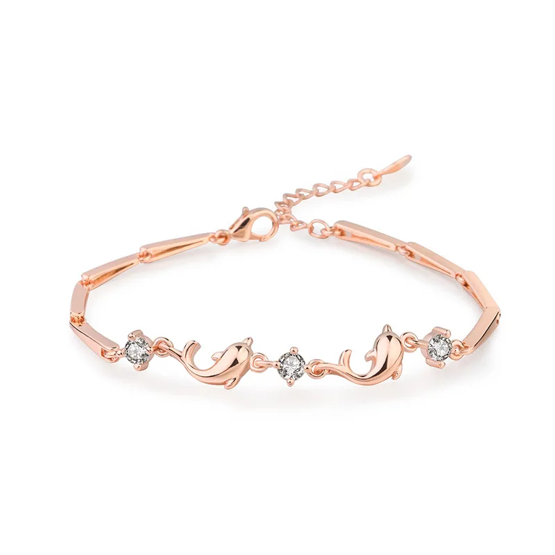 Korean rose gold animal female bracelet zircon dolphin chains bracelet wholesale