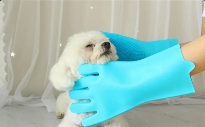 unique kitchen gadgets Dishwashing Cleaning Gloves For Kitchen silicone gloves set single side scrubber pet cleaning gloves