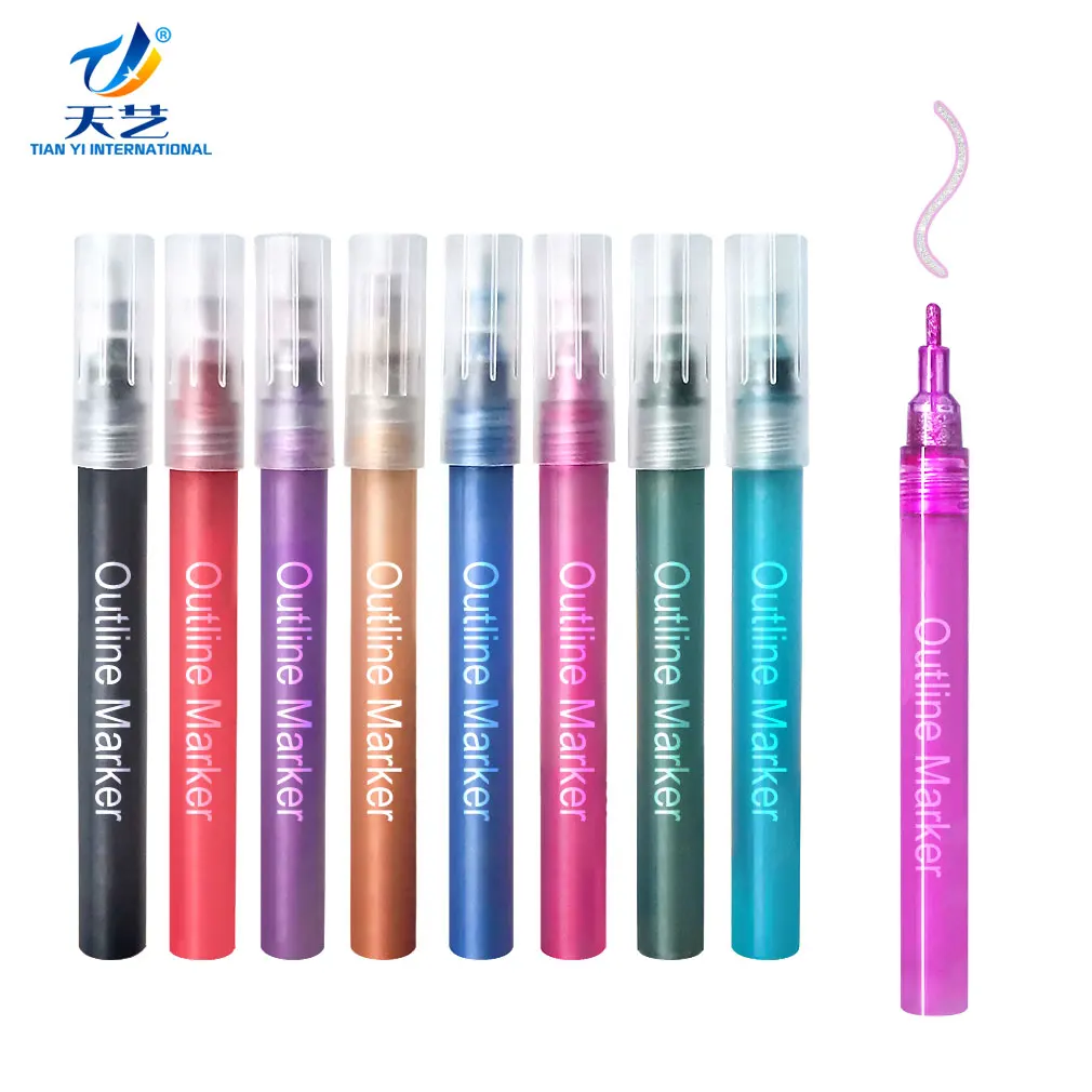 
Double Line Pen Fluorescent Glitter Marker Pen Outline Pen Stationery for Card Making, Birthday Greeting, Scrap Booking, 