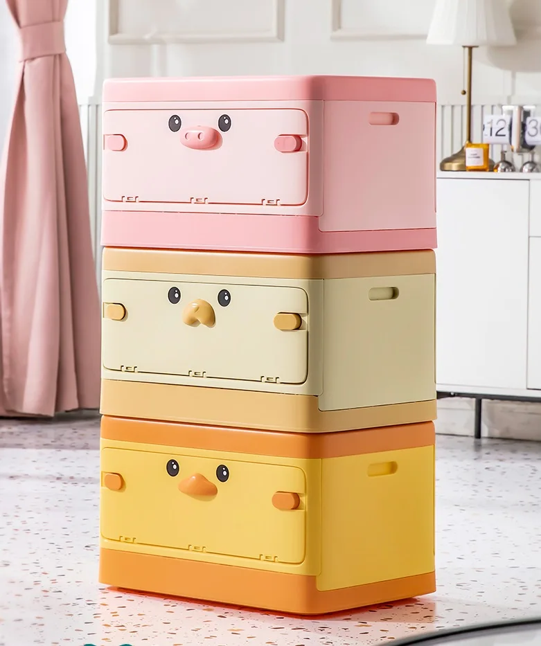 Korea Creative Outdoor Folding Storage Box Camping Wooden Lid Storage Container Plastic Storage Box