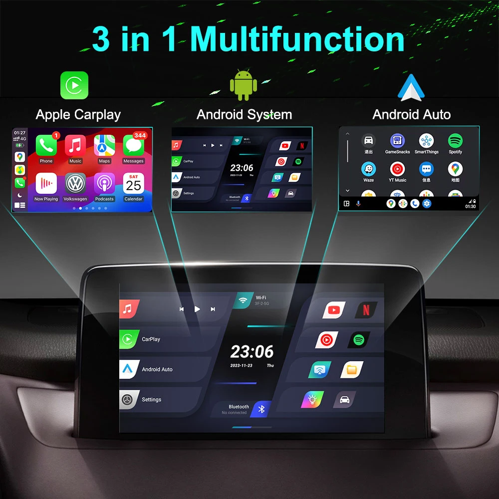 Portable Wireless Auto Adapter Android Player Box Mirror link WIFI GPS BT HD Wired to Wireless Carplay Dongle Auto AI Box