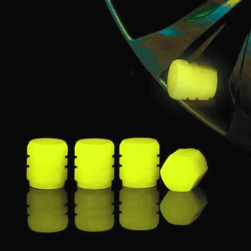 Luminous Valve Caps Fluorescent Night Car Tire Valve Caps Motorcycle Bike Glowing Decor Wheel Nozzles Tyre Cap Car Accessories