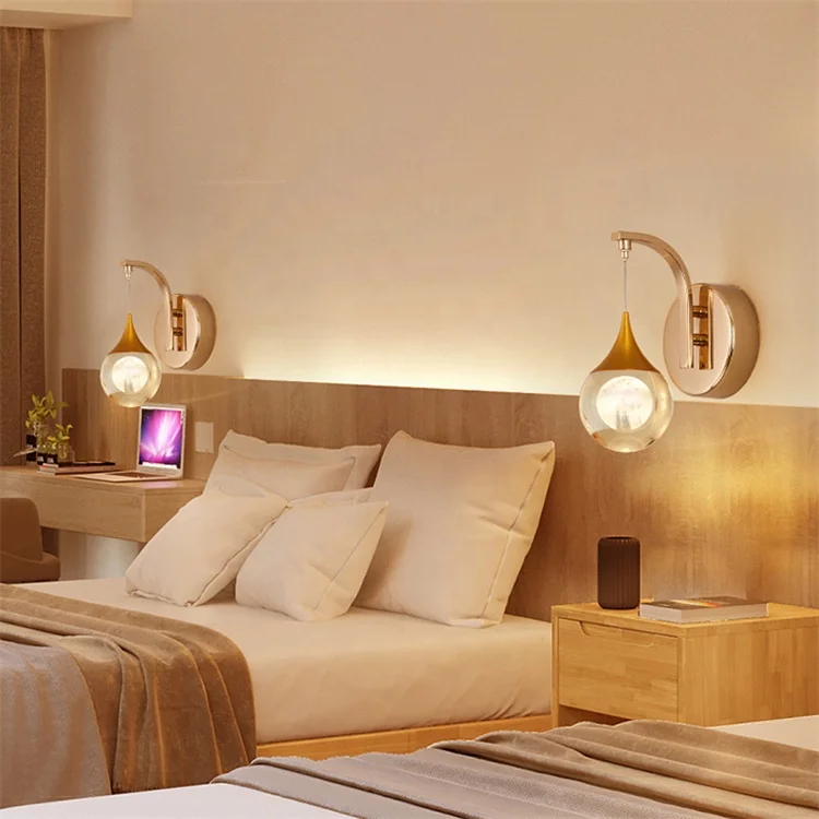 Energy saving glass lamp shade Vintage Sun Moon Night Light creative minimalist wall lamp for bedside study table