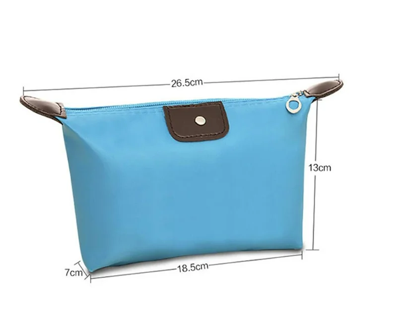 Free Shipping Hot Portable Dumpling Makeup Bag Lady Travel Cosmetic Bag Nylon Waterproof Hobos Beautician Make up Storage Bag Or