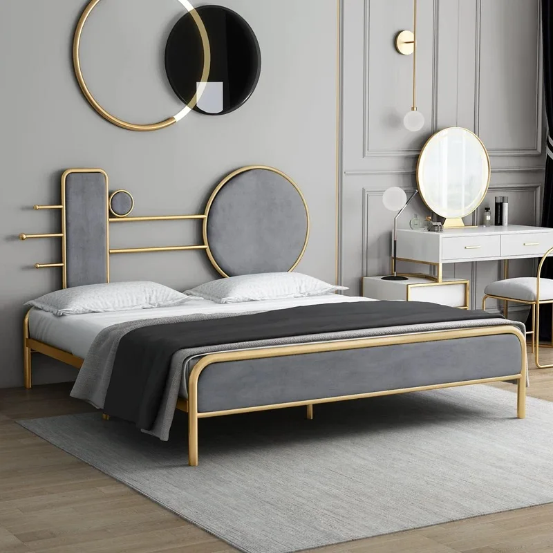 Metal Double Bed Frame Hotel Apartment Queen Size Gold Metal Beds Frame