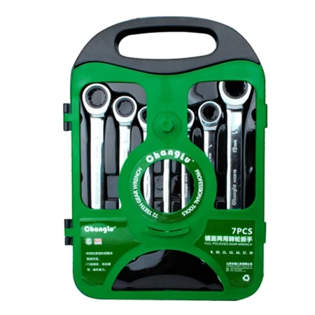 7PCS Mirror Dual Purpose Ratchet Wrench Set Used in auto, air compressor,  mechanical tubing disassembling