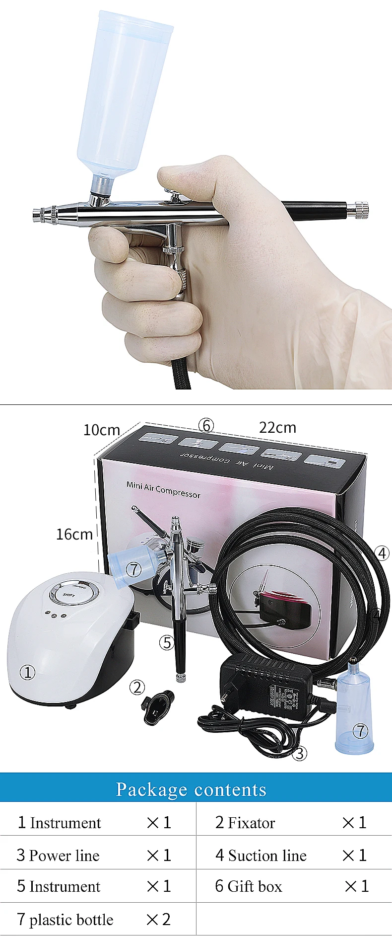 BS-103 Oxygen Jet Compressors Foundation Beauty Portable Mini Face Airbrush Makeup Machine Oxygen Cordless