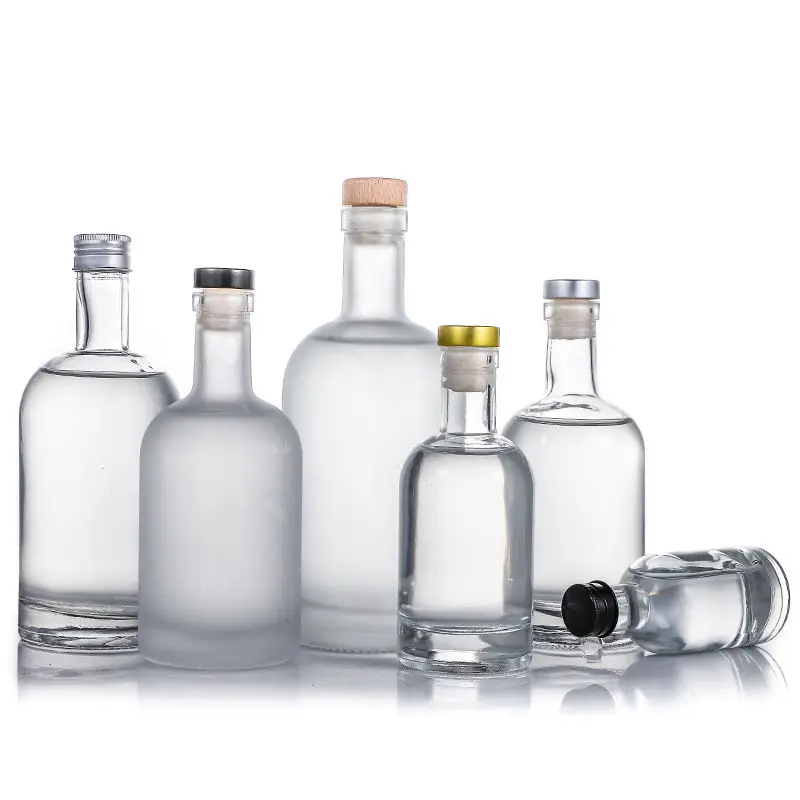 200ml 375ml 500ml 750ml clear / frosted empty vodka glass bottle with stopper