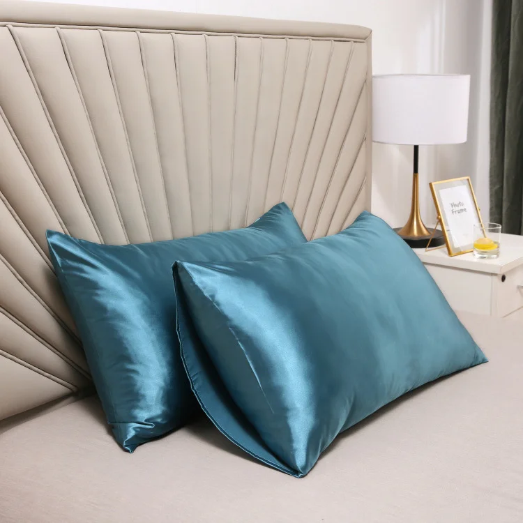 High Quality Super Soft Feeling Envelope Style Silk Satin Pillowcase Standard Size Decorative Bed Custom Pillowcase