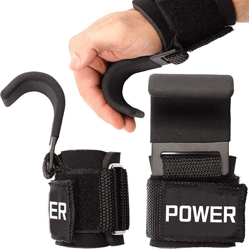 Weight Lifting Hooks Hand Grip Support Wrist Straps for Power Lifting Grips with Padded Workout Straps