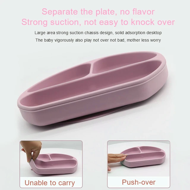 Factory Bpa Free Food Grade Kids Tableware Silicone Feeding Set Suction Baby Feeding Plate and Spoon Gift Set