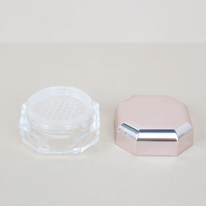 New Fashion Design 8g Octagonal Loose Powder Case Loose Highlighter Powder Jar With Sliver Rose Gold cover For Cosmetic Case