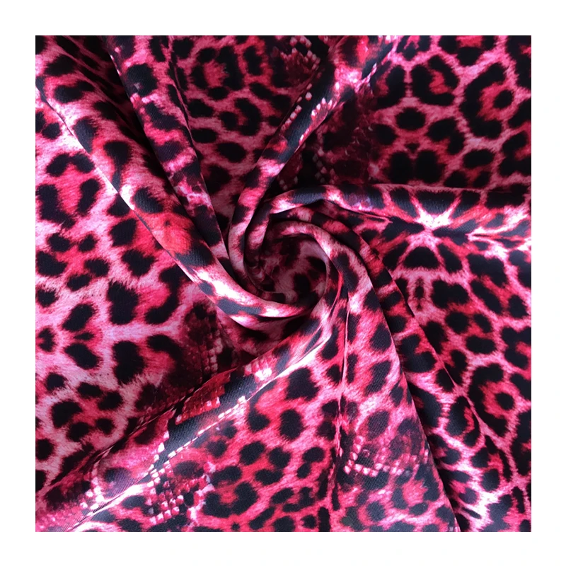 4 way stretch leopard digital print spandex knit fabric swimwear fabric