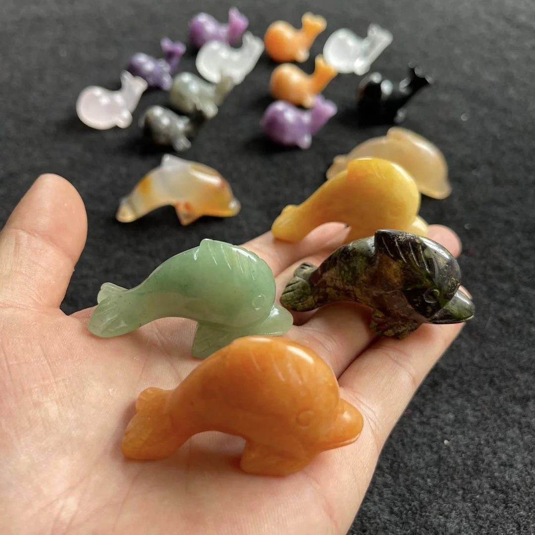 Оптовая продажа натуральный кристалл обсидиановый КИТ смесь материала лабрадорит дельфин в подарок