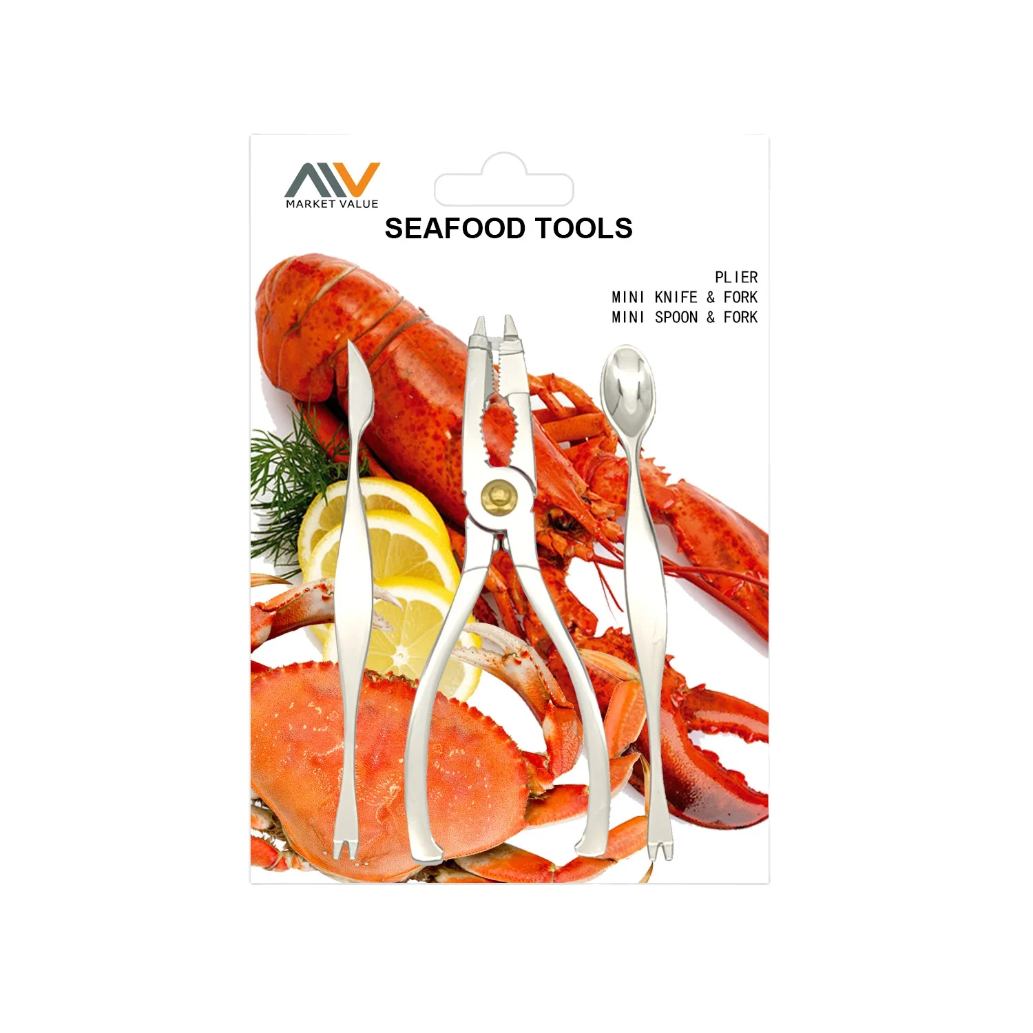 Nuts Walnut Clamp Shellfish pliers Lobster Crab Zinc alloy Seafood Pick Tools cutlery Set