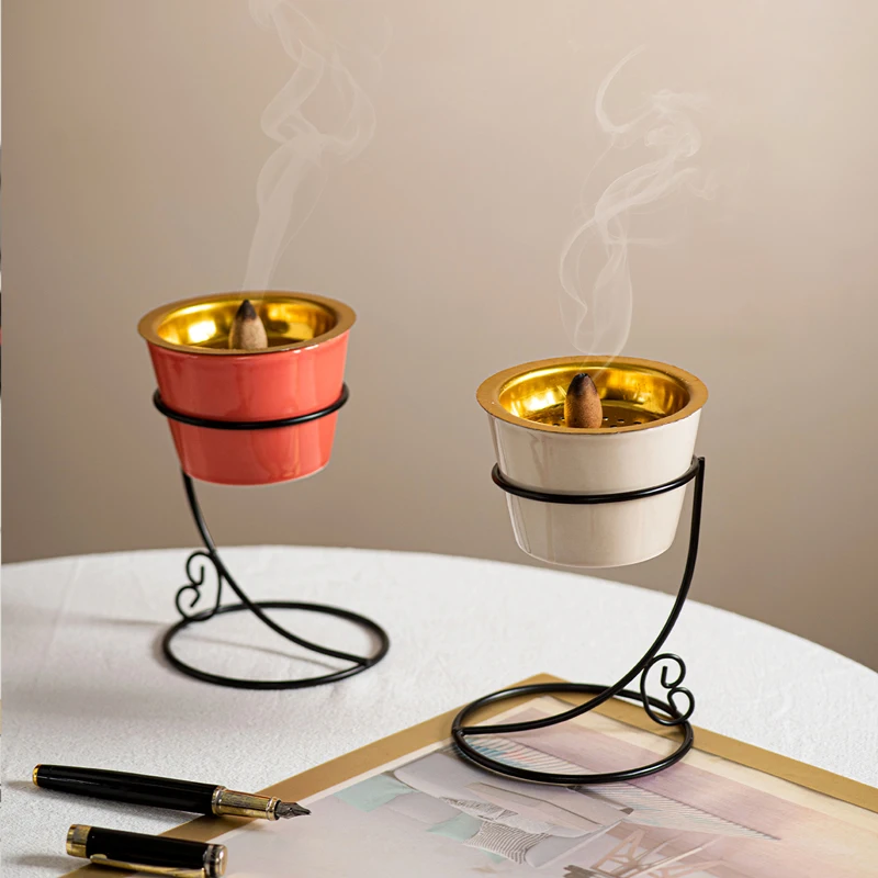 Modern Simplicity Style Curved Stand Ceramic Incense Burner Arabic Incense Burner Mubkhar Incense Burner