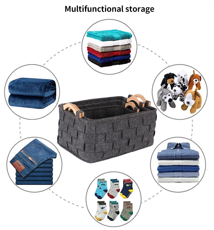 Kids Empty Woven Fabric Gift Hamper Christmas Felt Storage Basket felt baby nursery diaper caddy storage bag basket