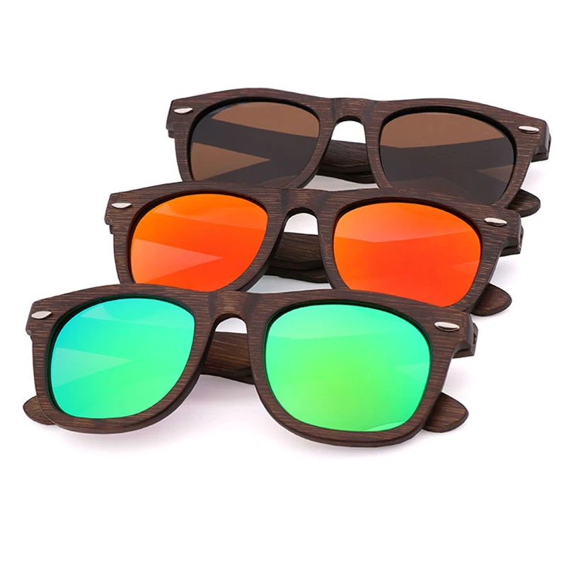 2023 Wholesale High End Stock Wooden Polarized Colourful Bamboo Sunglasses Men Women Custom Shades Sun Glasses