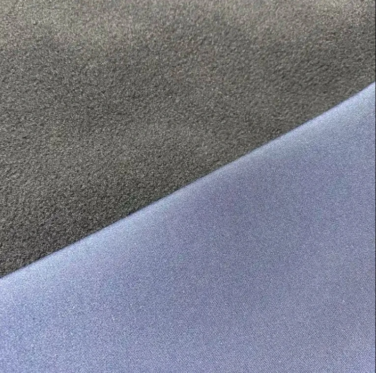 Customized 4 Way Spandex Pongee 3 in 1 Polar Fleece Laminated Boned Film Softshell Polyester Fabric PES Elastane EA Stretch