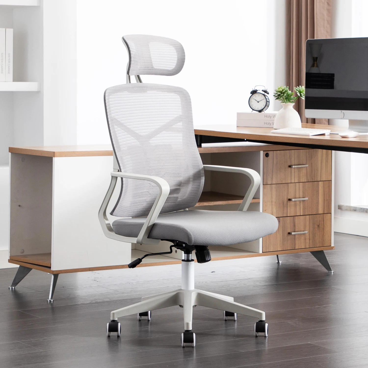 High Quality Ergonomic Office Chair with Swivel Mesh Adjustable Headrest Modern Design for Staff Lift