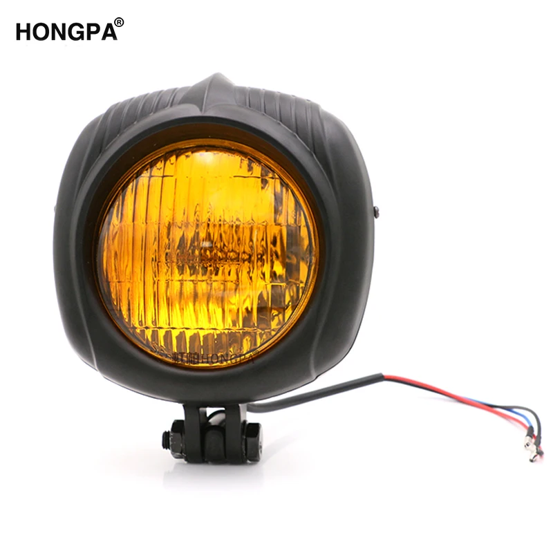 2019 New Retro Black / Chrome Motorcycle 12V Headlight For Harley CB CG Cafe Racer Chopper