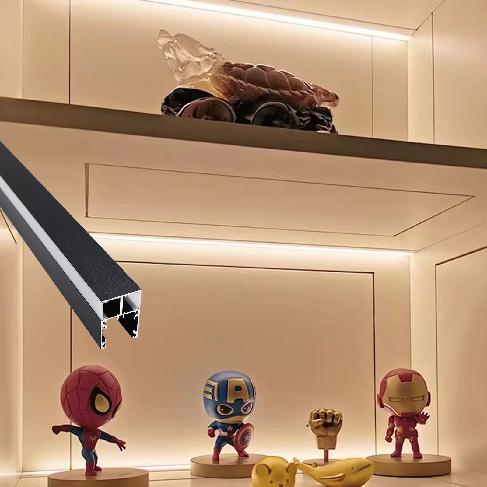 Extruded Aluminum Profile 134 Black Alloy Alu Milky PC Cover For Cabinet Aluminum Led Channel