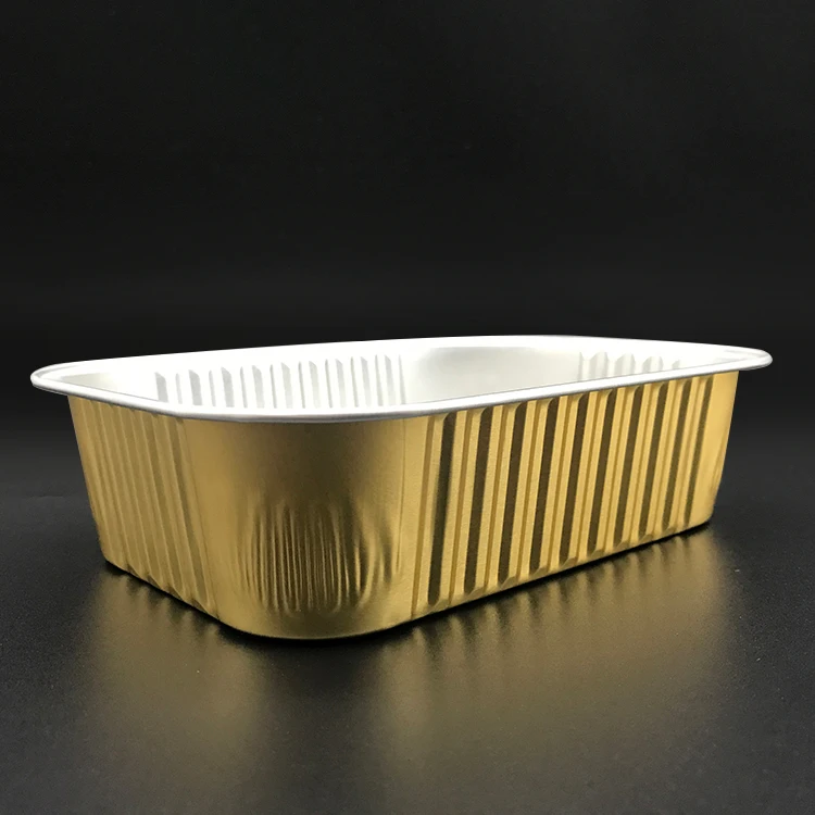 High end detail production gold microwavable aluminum foil container with